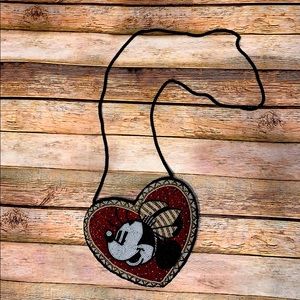 Vintage Minnie Mouse Heart-shaped Beaded Purse